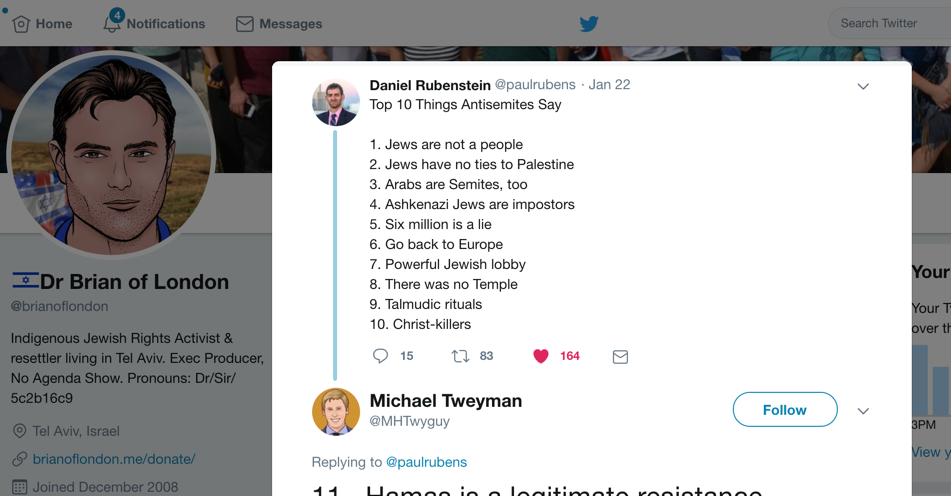 twitter screenshot 10 tells of jew hatred